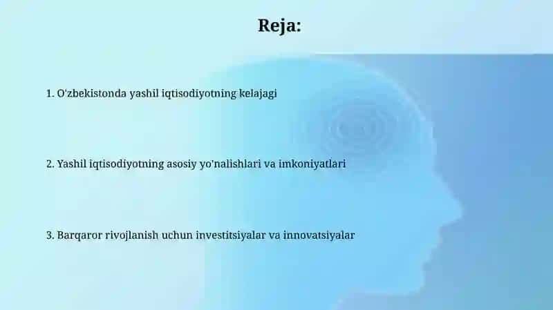 O'zbekistondagi yashil iqtisodiyot kelajagi va ravnaqi 2