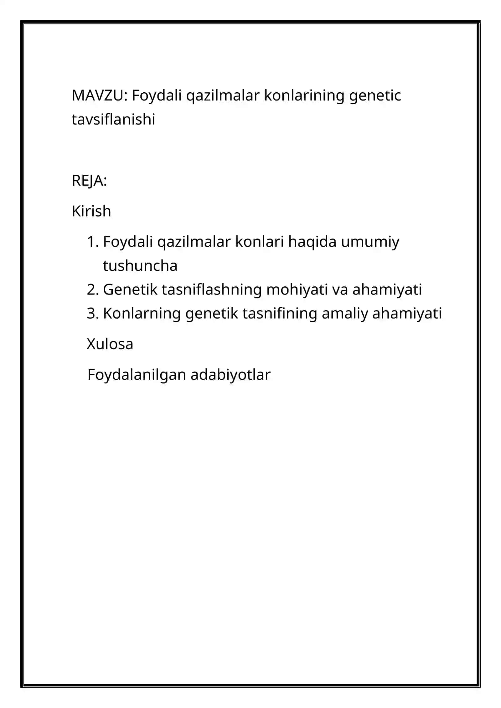 GEOLOGIYA VA GIDROGEOLOGIYA FANIDAN TAYYORLAGAN MUSTAQIL ISHI 2