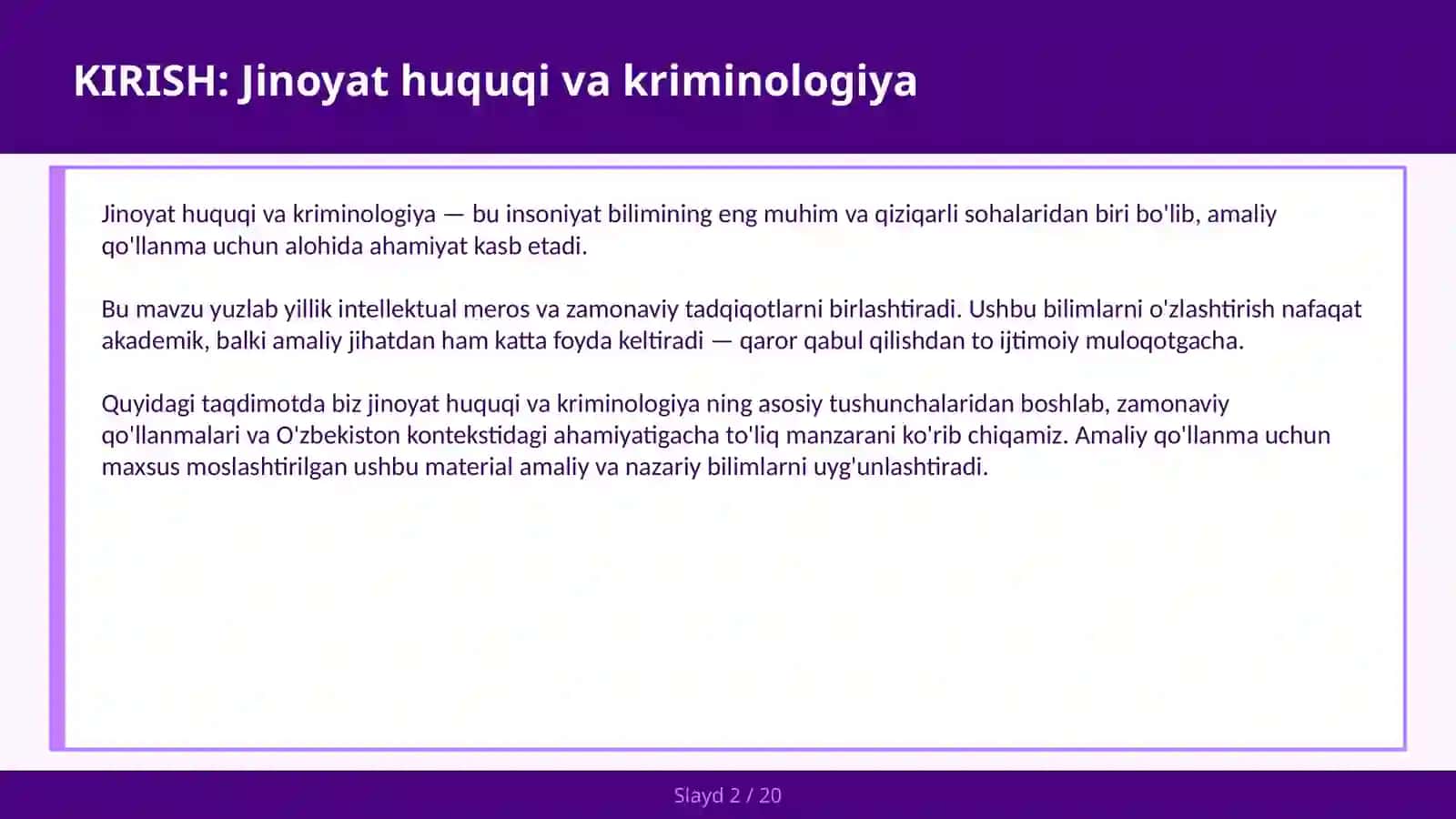 Jinoyat huquqi va kriminologiya 2