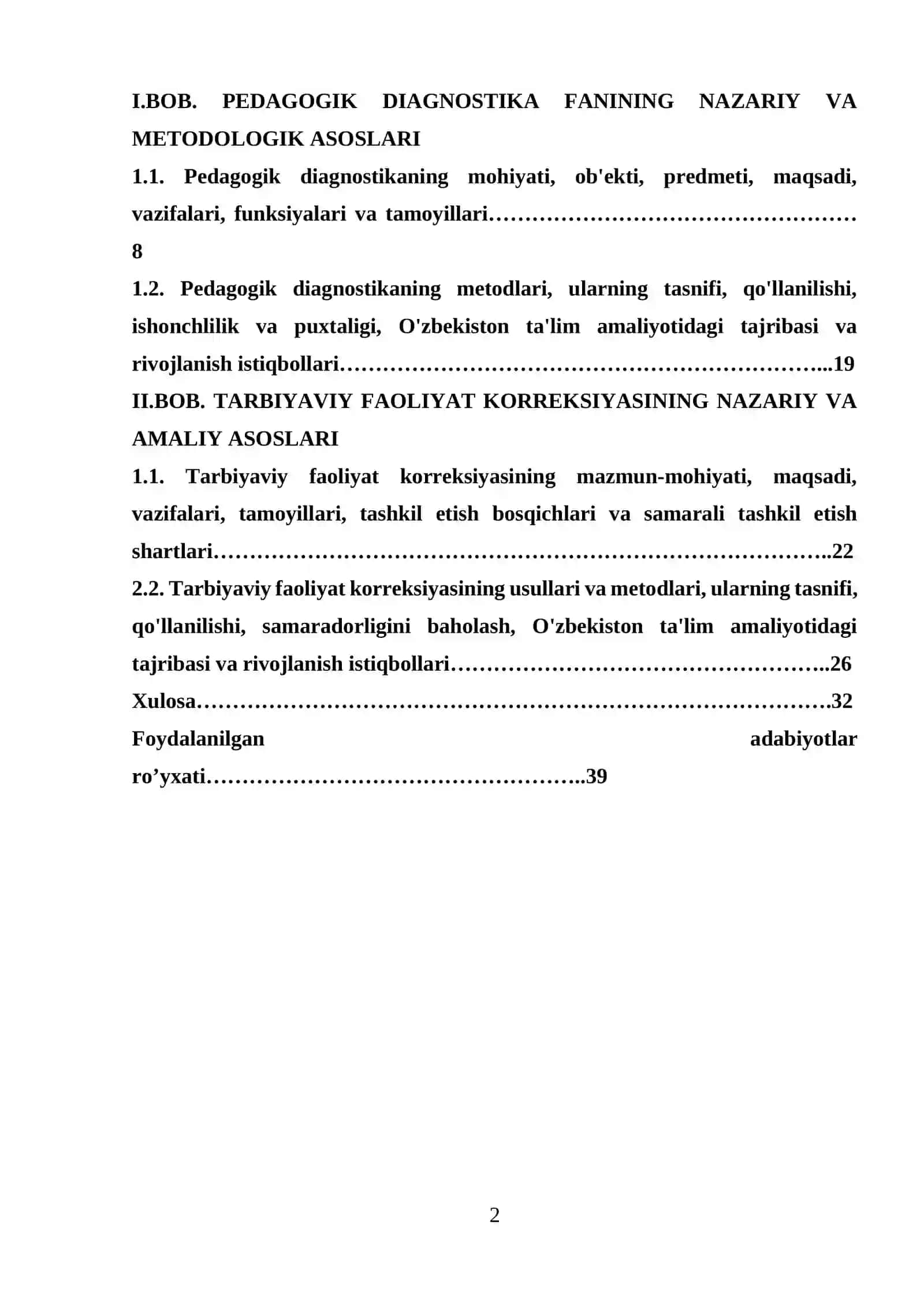 TARBIYAVIY FAOLIYAT DIAGNOSTIKASI VA KORREKSIYASI KURS IShI 2