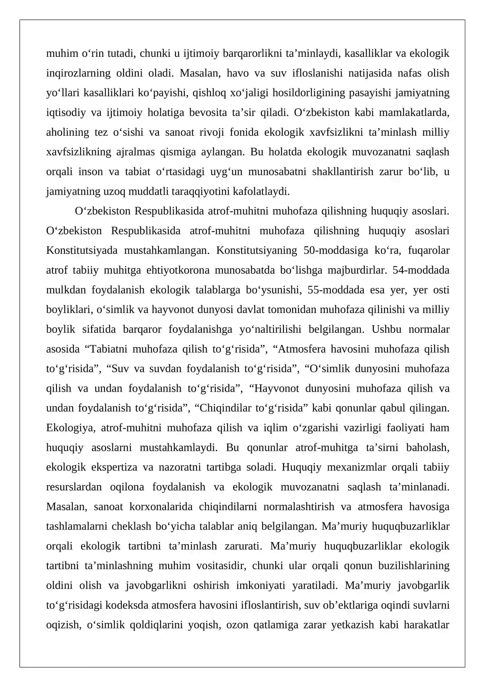 Ekologiya, atrof-muhitni muhofaza qilish va tabiatdan foydalanish sohasidagi ma’muriy huquqbuzarliklar tarkibi 2