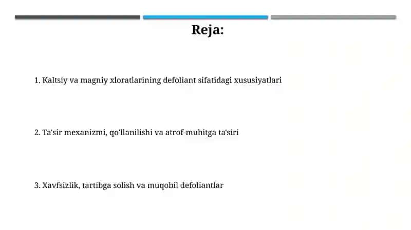 Kaltsiy va Magniy Xloratlarning Defoliant Sifatida Ishlatilishi 2