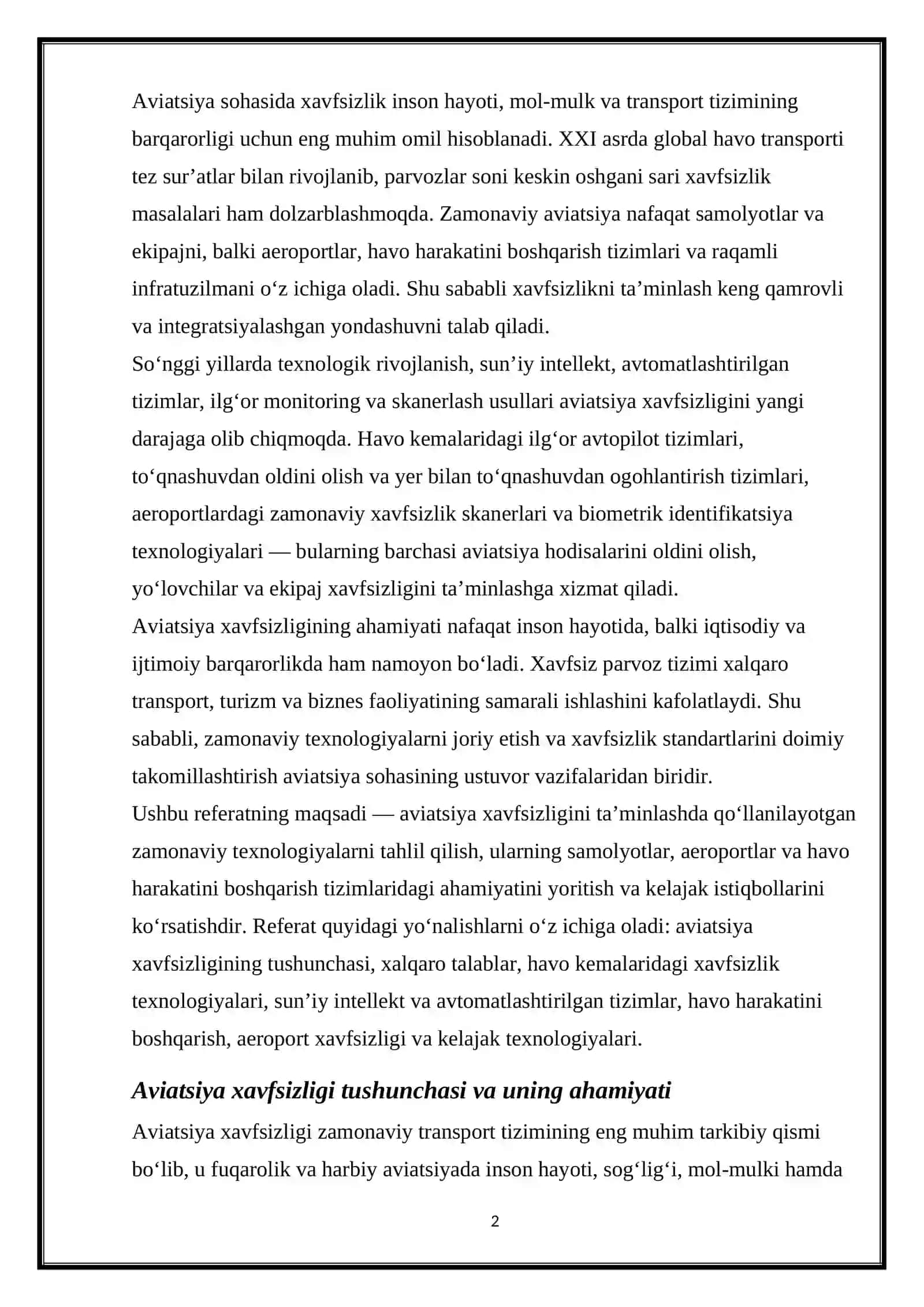 Aviatsiya xavfsizligini ta’minlashda zamonaviy texnologiyalar 2