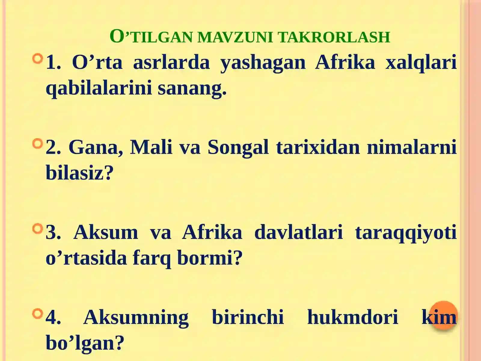 OSIYO, AMERIKA VA AFRIKAXALQLARIMADANIYATI 2