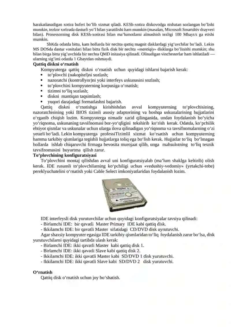 Ma’lumotlarni saqlash qurilmasi. Qattiq disk. 2