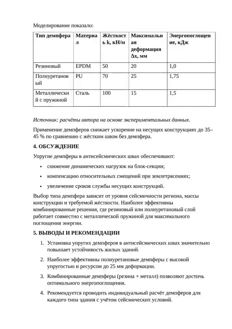 Устройство упругих демпферов в антисейсмическом шве между блок-секциями жилого дома 2