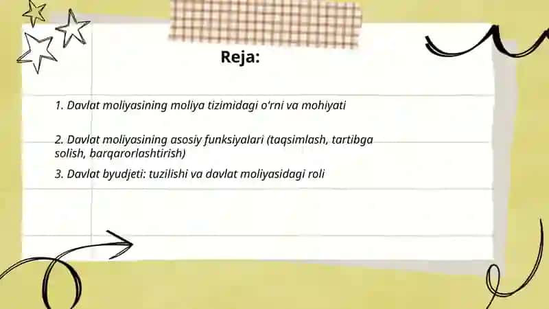 Davlat moliyasining õrni va vazifalari 2