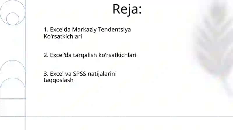 Excel va SPSS kompyuter dasturlarida markazga intilish va qochish 2