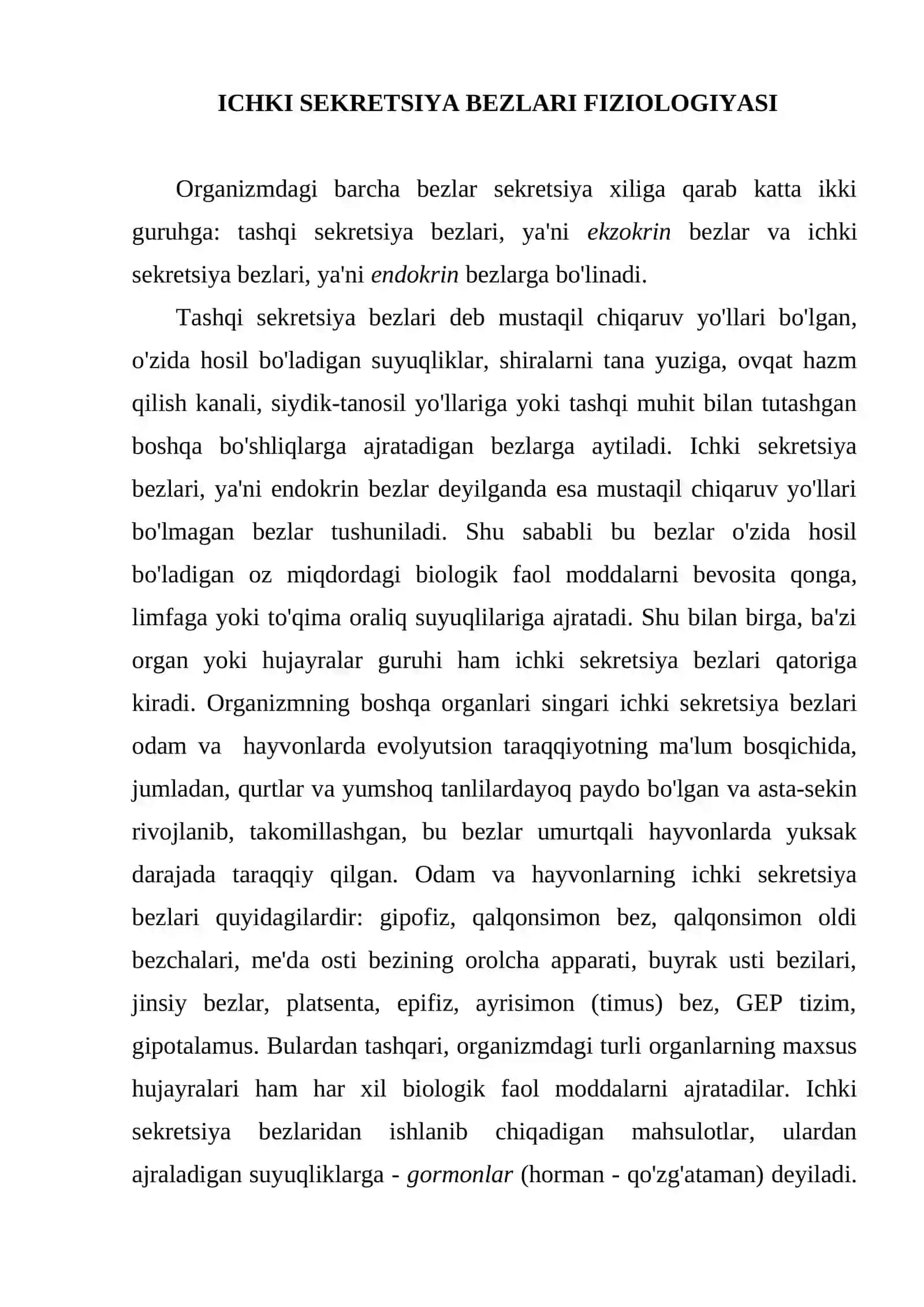 Ichki sekretsiya bezlari fiziologiyasi 2