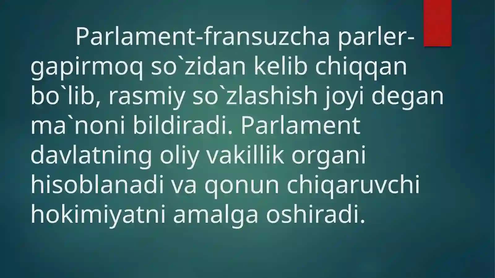 O`ZBEKISTONDA PARLAMENT TIZIMI VA UNDAGI ISLOHOTLAR. 2