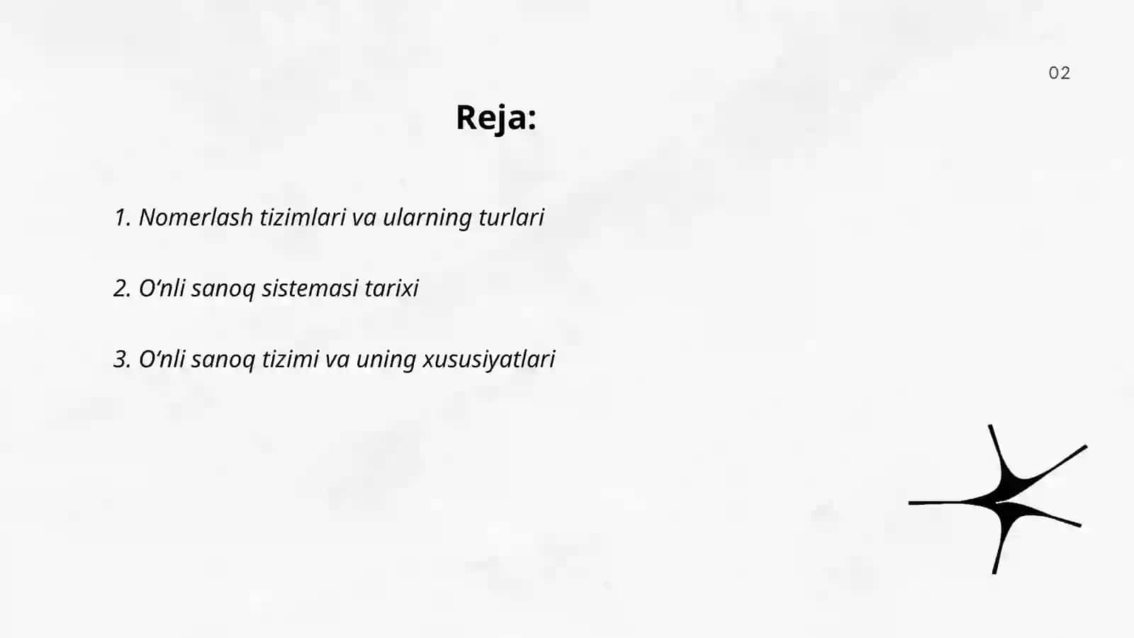 Nomerlashga oʻrgatishga tayyorgarlik 2