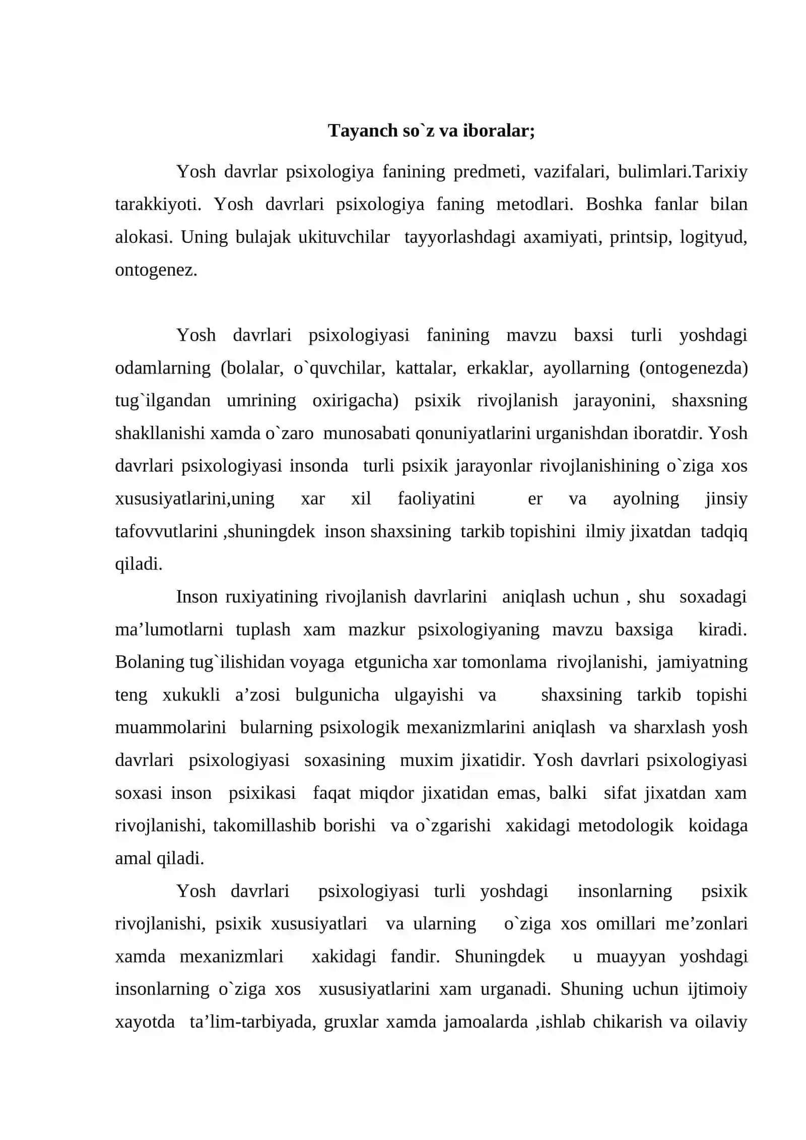 Yosh davrlar psixologiyasi fanining o`rganilishi 2