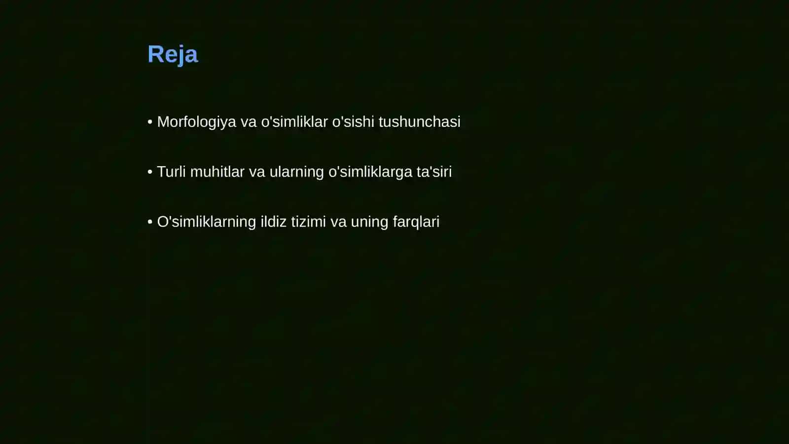 Morfologiya va o'simliklar o'sishi 2