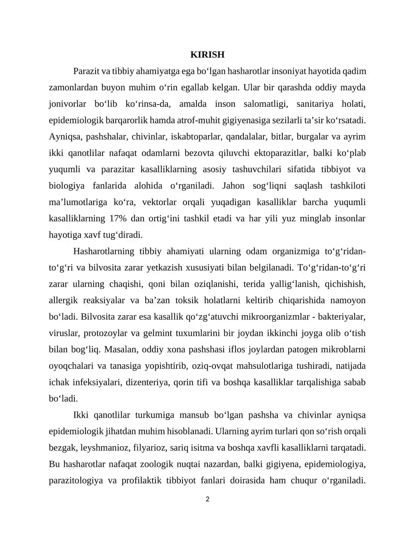 Parazitlar-hashorotlar, bit, burga, qandala, suvaraklar, pashshalar, chivinlar iskaptoparlar 2