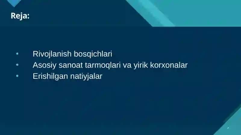 Mustaqillik yillarida sanoat korxonalari qurilishi va ularning rivojlanish 2