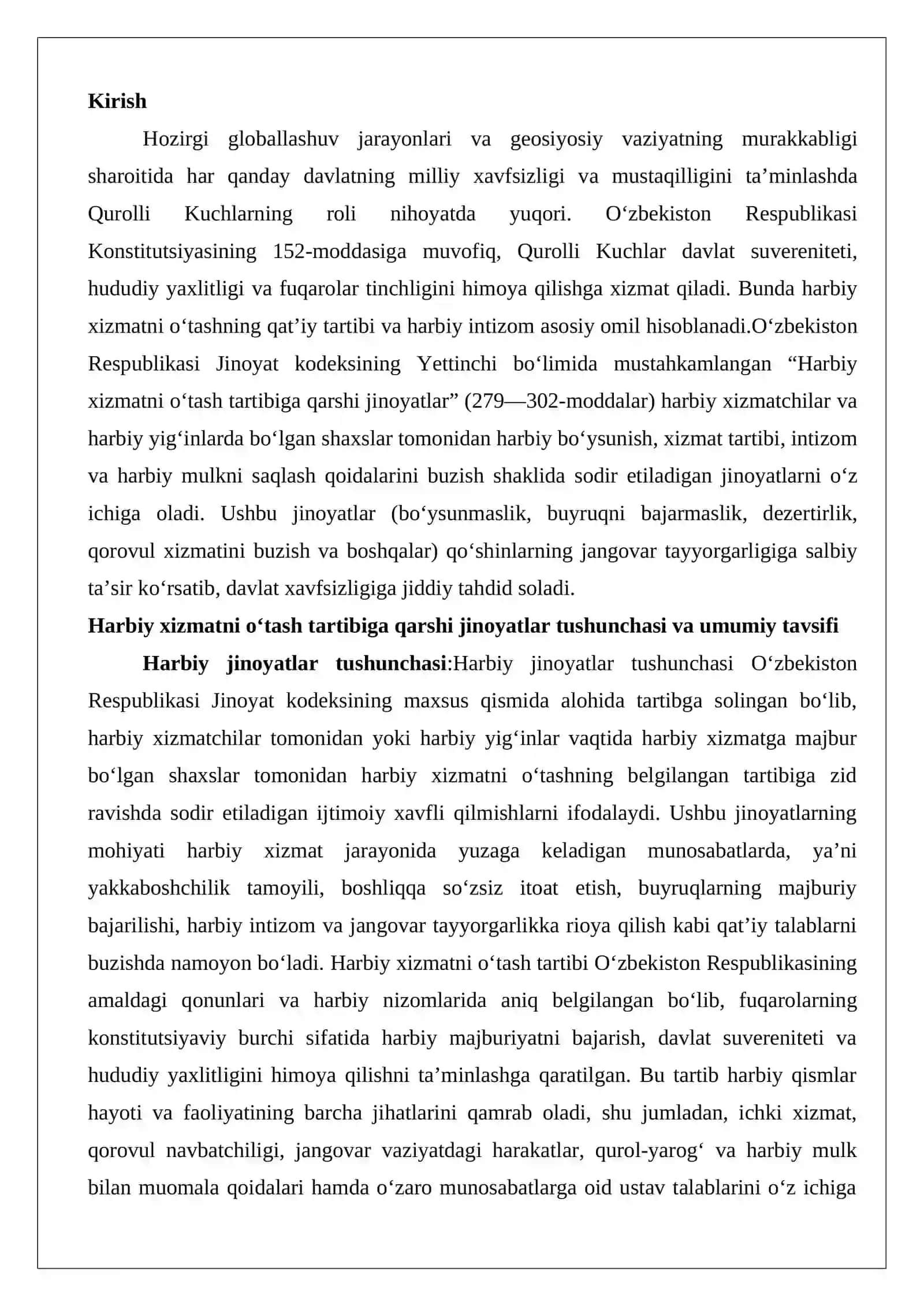 Harbiy xizmatni o‘tash tartibiga qarshi jinoyatlar huquqiy tahlili 2
