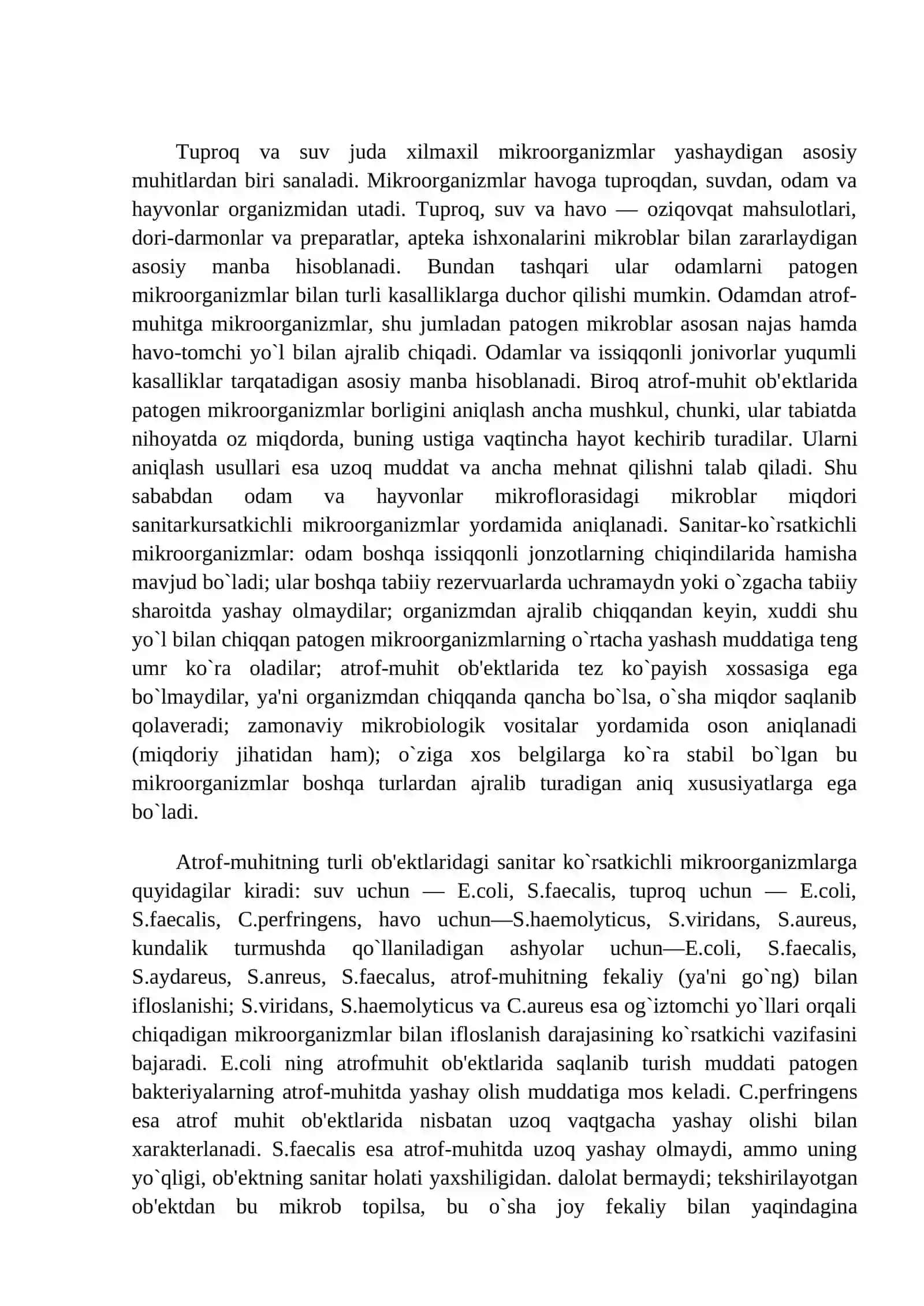 Tuproq, Suv va Havo Mikrobiologiyasi 2