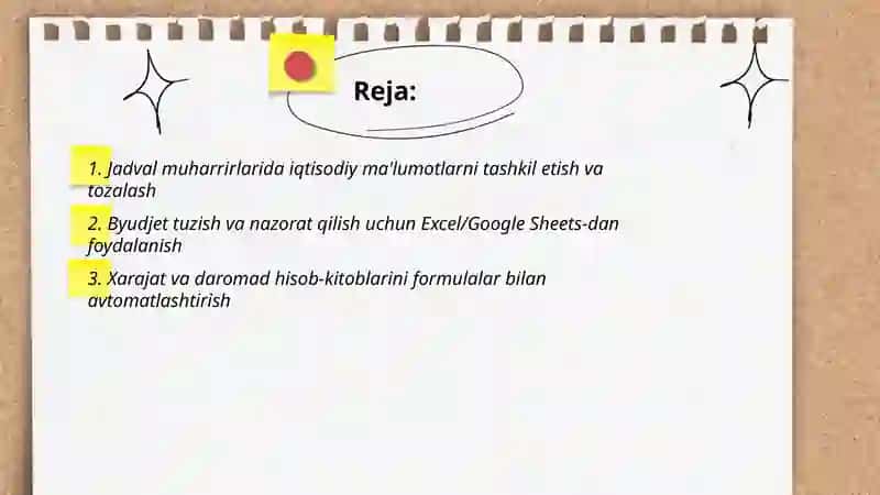 Jadval muharrirlaridan foydalanish 2