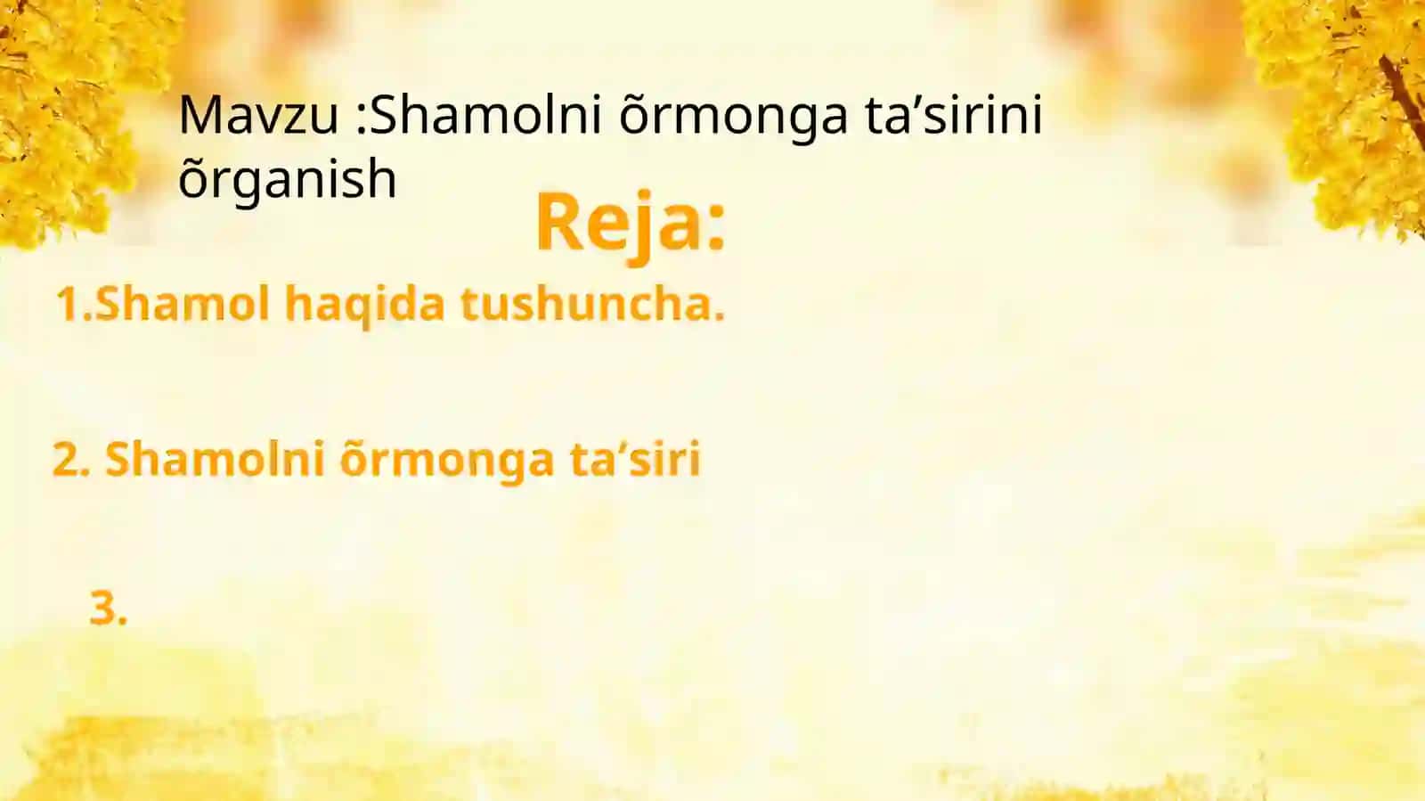 Shamolni o'rmonga ta'sirini o'rganish 2