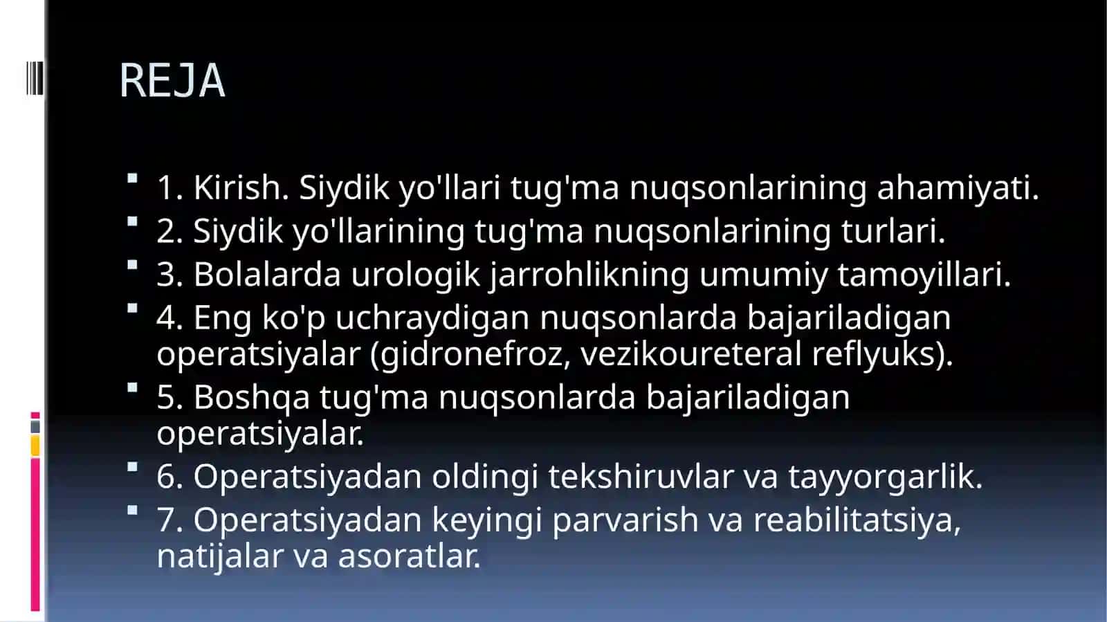 Siydik yoʻllarining tugʻma nuqsonlarida bajariladigan operatsiyalar 2