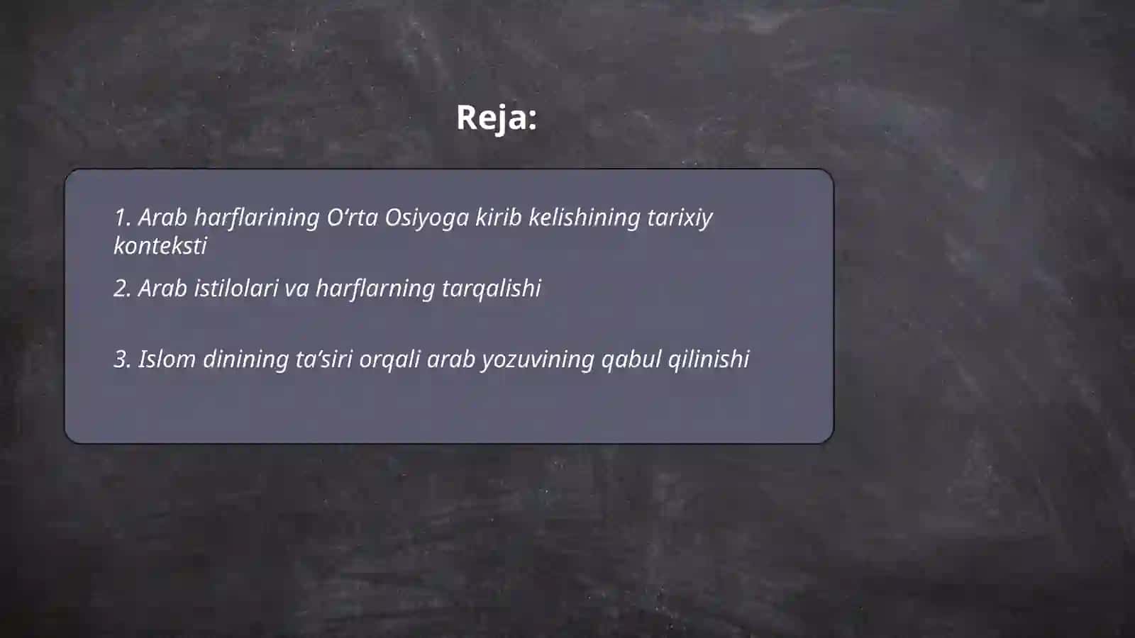 Arab harflarining Oʻrta Osiyoga kirib kelishi 2