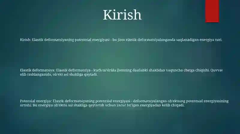 Elastik Deformatsiya Potensial Energiyasi 2