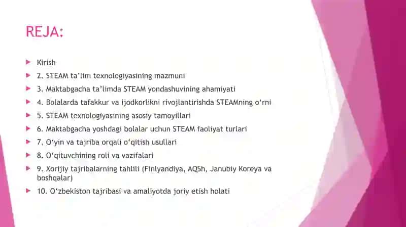 STEAM TA'LIM TEXNOLOGIYASINI MAKTABGACHA TA'LIMDA Qo'llash.  BARCHA XORIJIY TAJRIBALAR TAHLILI... 2