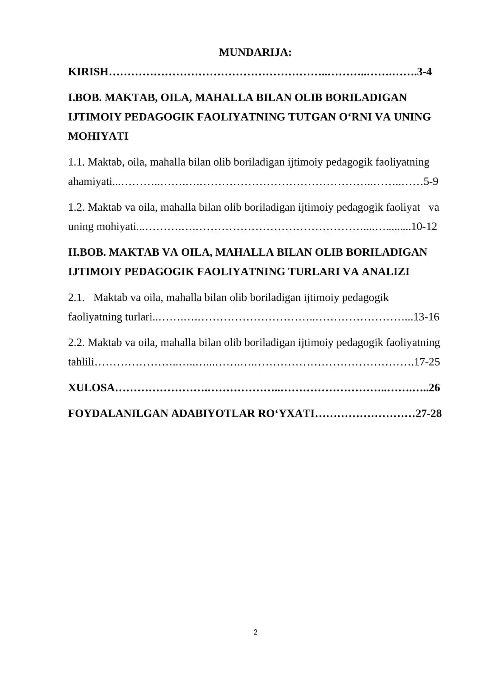 Maktab, oila va jamiatchilik hamkorligi konsepsiyasining amaldagi holati 2