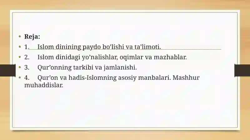 ISLOM. ISLOM DININING ASOSIY MANBALARI 2