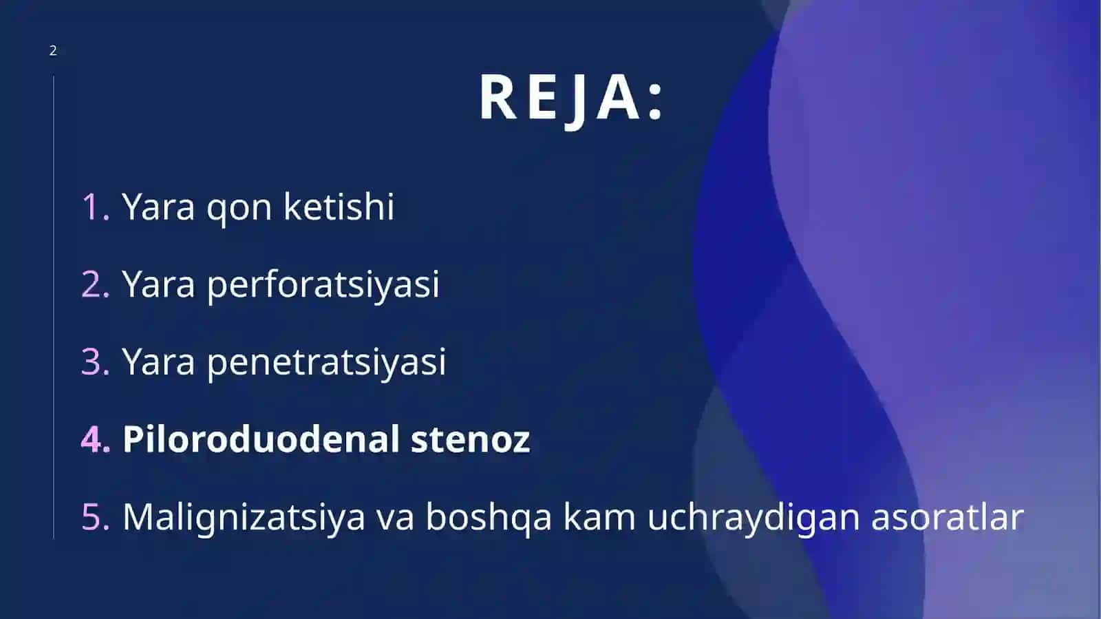 Oshqozon va 12 bar-moqli ichak yaralari mamlakati 2