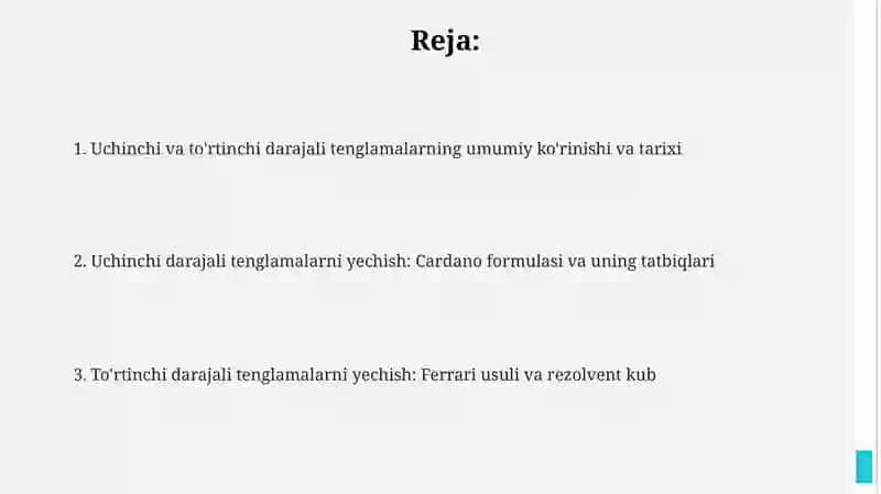 Uchinchi va toʻrtinchi tartibli tenglamalar 2