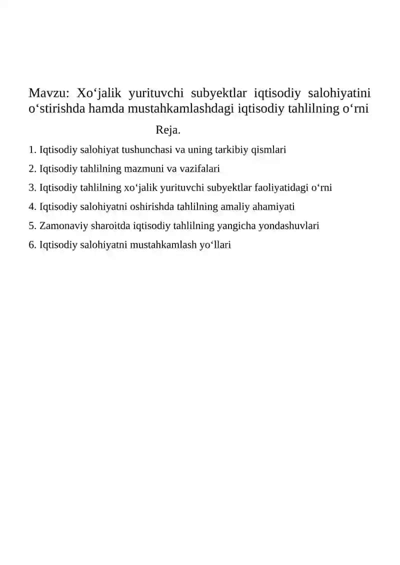 MOLIYAVIY HIOBOT TAHLILI FANIDAN TAYYORLAGAN REFERATI 2
