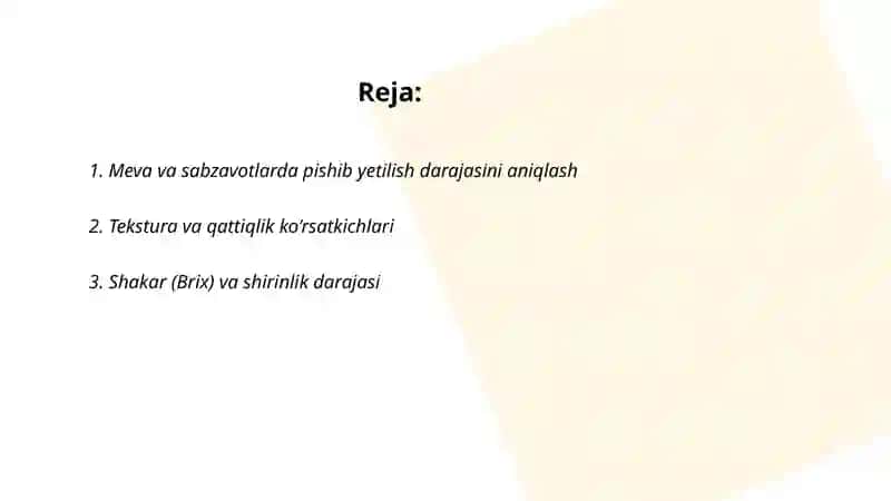 Meva va sabzavotlarning sifat ko'rsatkichlari 2
