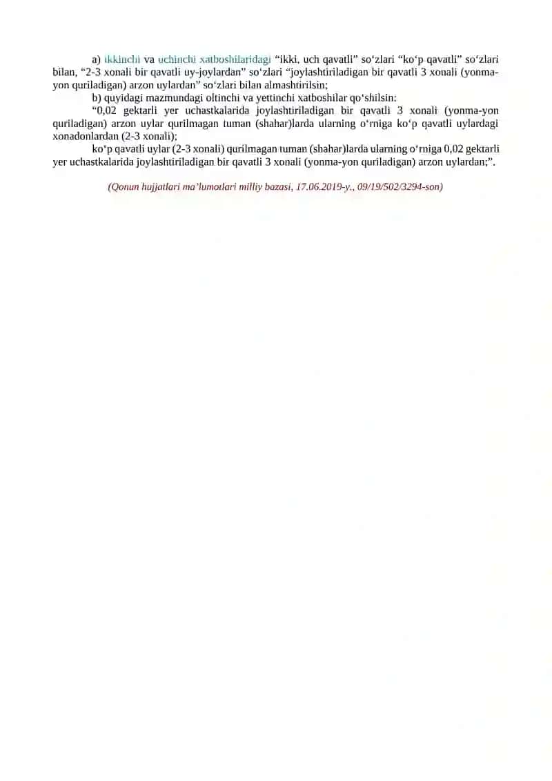 O‘ZBEKISTON RESPUBLIKASI VAZIRLAR MAHKAMASINING “OG‘IR IJTIMOIY VAZIYATGA TUSHIB QOLGAN XOTIN-QIZLARGA, NOGIRONLIGI BO‘LGAN, KAM TA’MINLANGAN, FARZANDLARINI TO‘LIQSIZ OILADA TARBIYALAYOTGAN VA UY-JOY SHAROITINI YAXSHILASHGA MUHTOJ ONALARGA ARZON UY-JOYLAR BERISH TARTIBI TO‘G‘RISIDAGI NIZOMNI TASDIQLASH HAQIDA” 2018-YIL 12-APRELDAGI 285-SON QARORIGA O‘ZGARTIRISH VA QO‘SHIMCHALAR KIRITISH TO‘G‘RISIDA 2