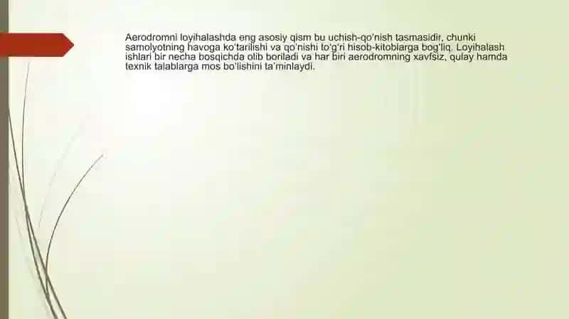 Uchish tasmasi va aerodromning boshqa elementlarini loyihalash 2