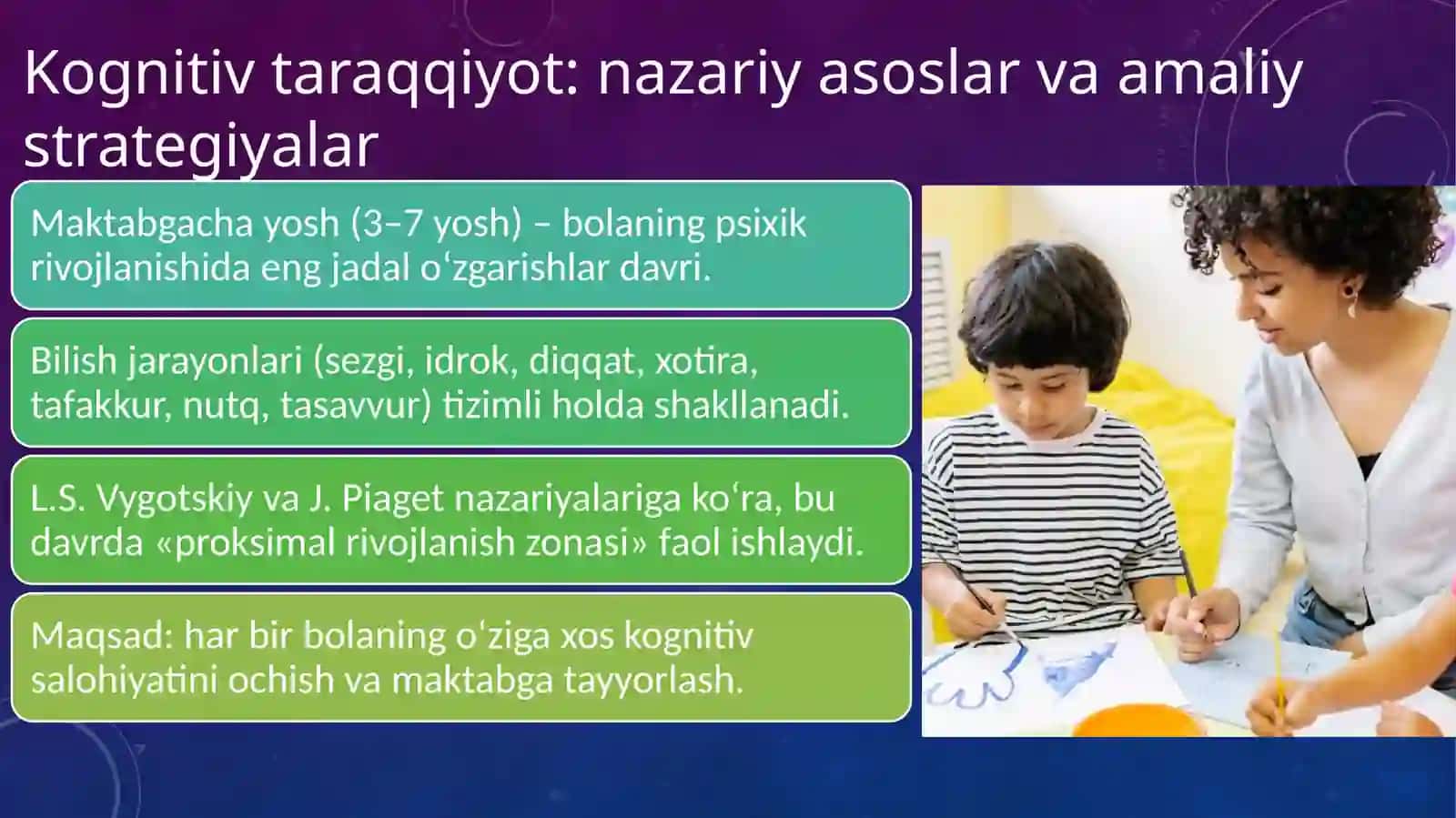 MAKTABGACHA YOSHDA BILISH JARAYONLARINING RIVOJLANISHI 2