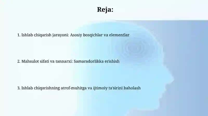 Ishlab chiqarish jarayoni va uning natijalari 2