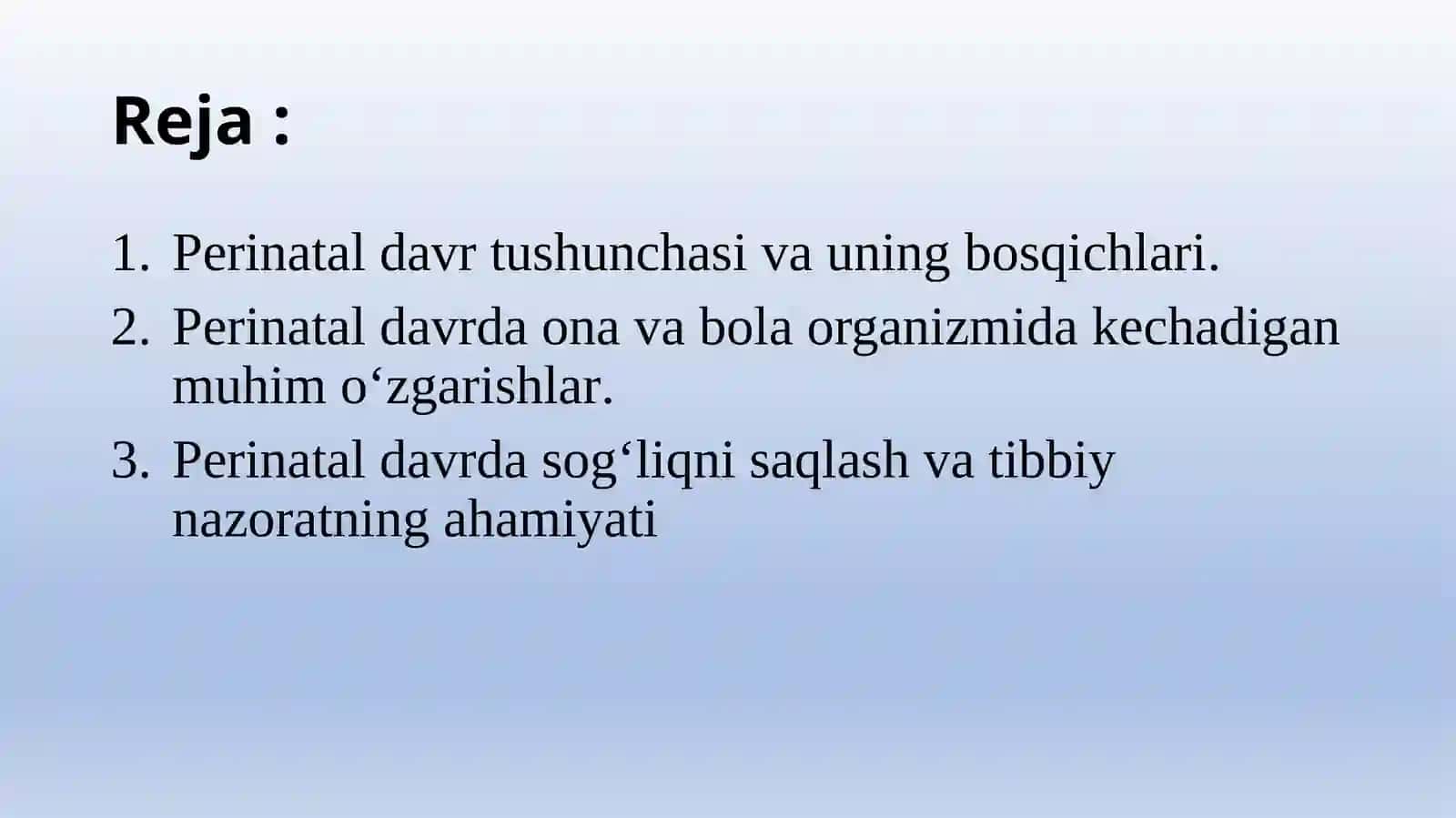Perinatal davrning o‘ziga xos xususiyatlari 2
