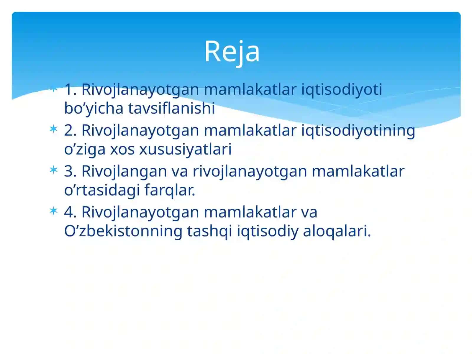 RIVOJLANAYOTGAN MAMLAKATLAR IQTISODIYOTI 2