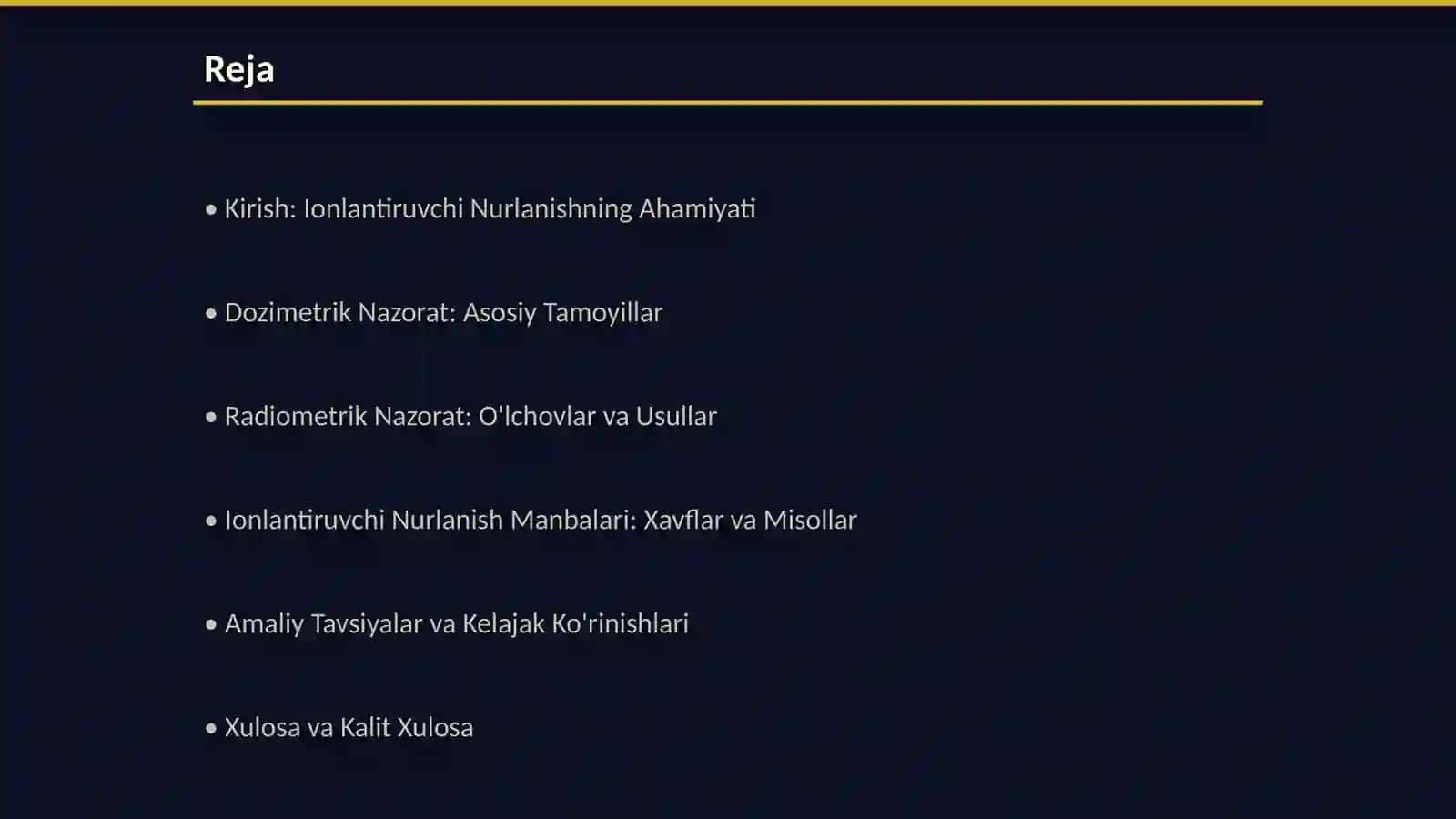 Ionlantiruvchi Nurlanish Manbalaridan Foydalanish: Dozimetrik va Radiometrik Nazorat 2
