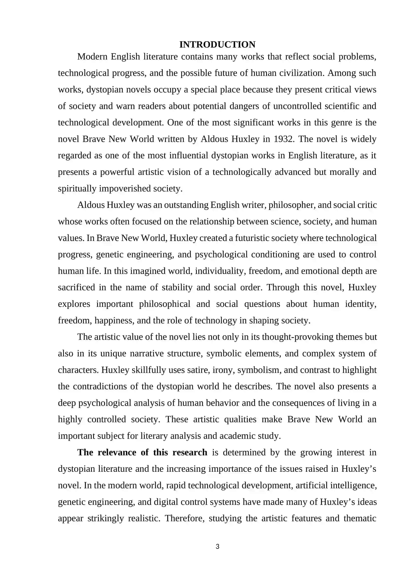 ARTISTIC QUALITES OF THE NOVEL "BRAVE NEW WORLD" BY A.HUXLEY 2