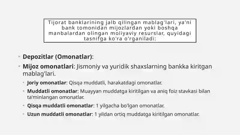 Tijoratbanklarining jalb qilingan mablag'lari 2
