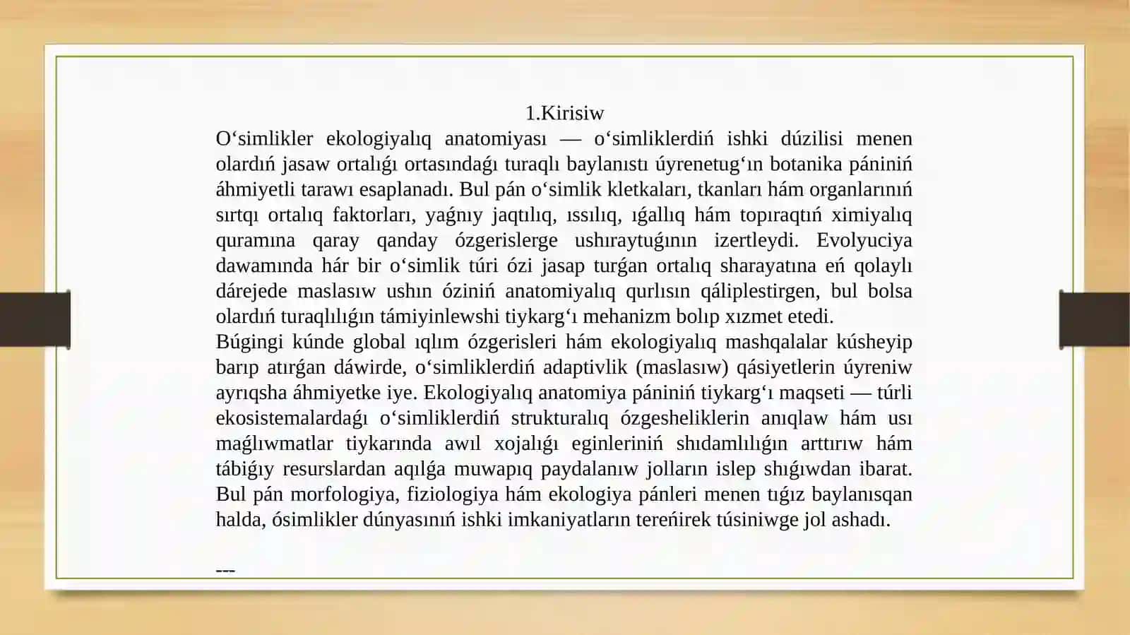 O‘simlikler ekologiyalıq anatomiyası 2