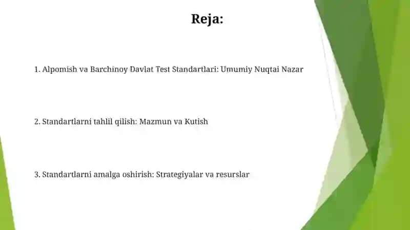 Barçinoy: Barçinoy Davlat Test Standartlari 2