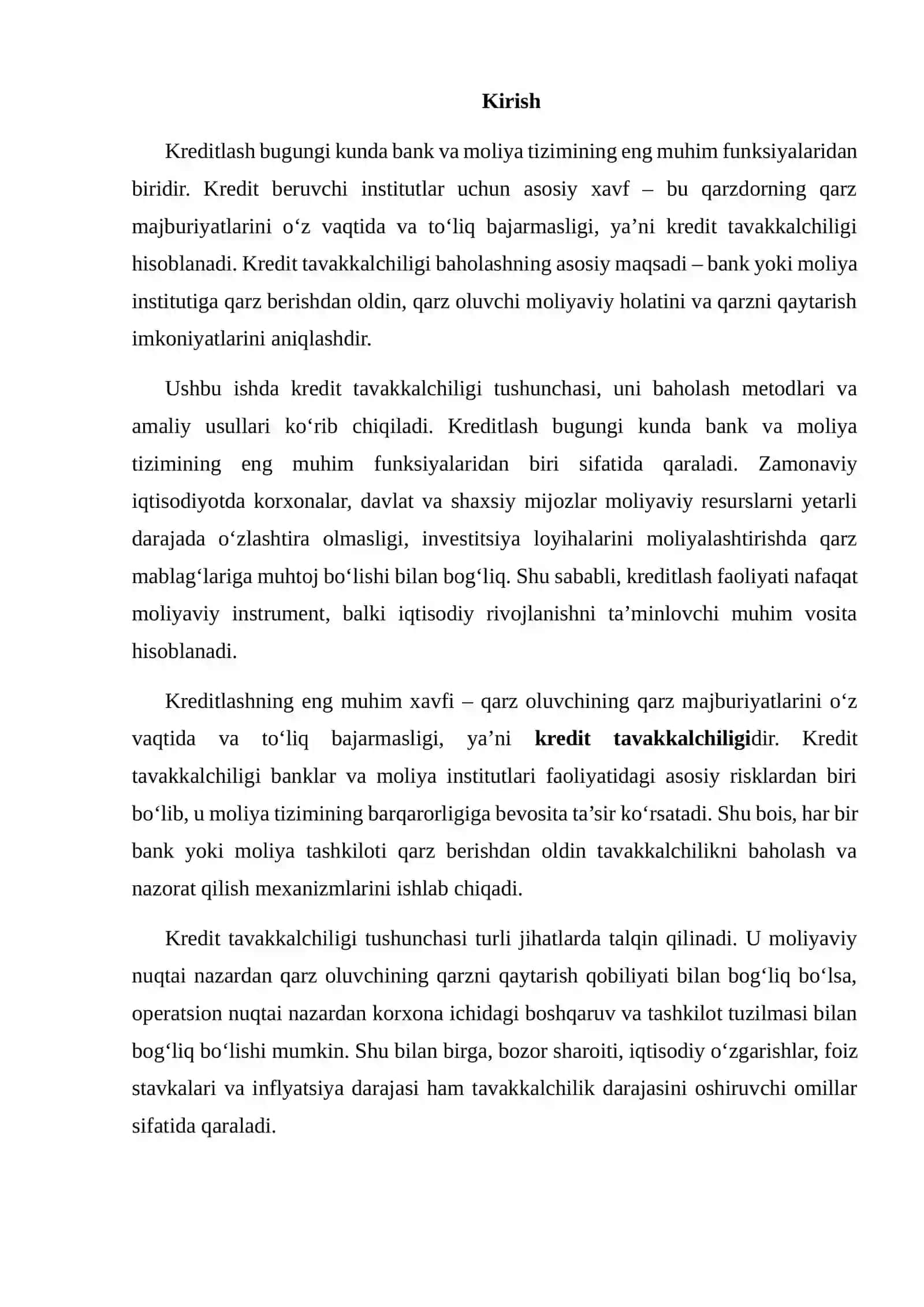 KREDIT TAVAKKALCHILIGI QIYMATINI BAHOLASH 2