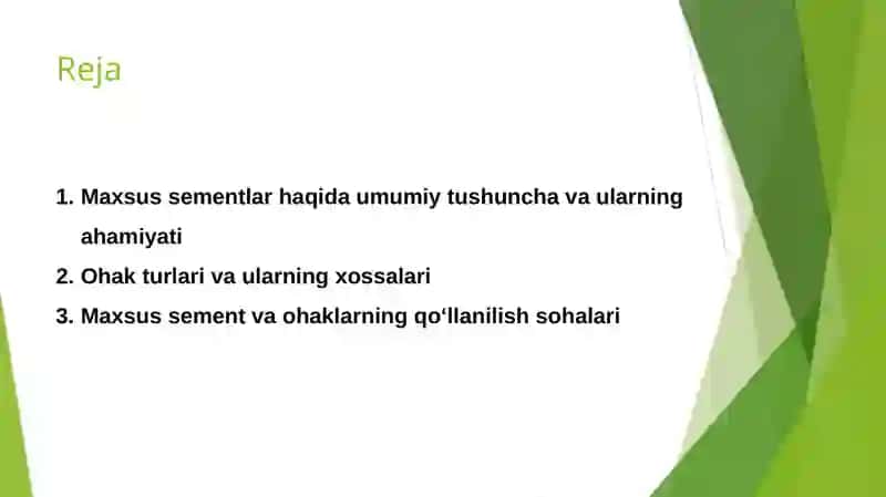 Maxsus sementlar.ohak va ularning turlari 2