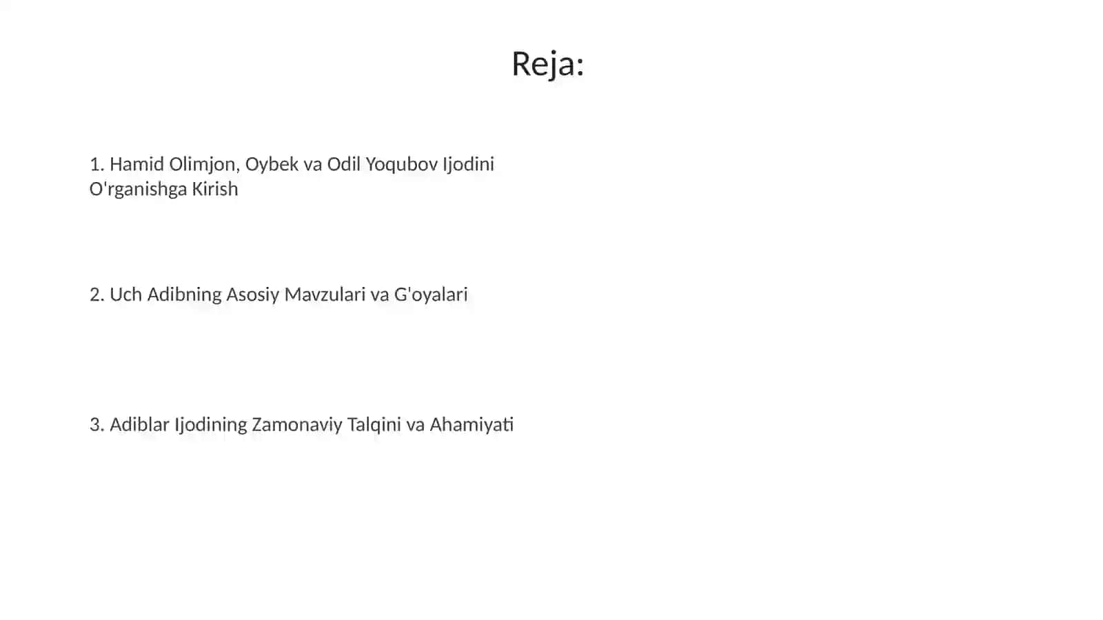 Hamid Olimjon Oybek va Odil Yoqubov asarlarini o'rganish 2