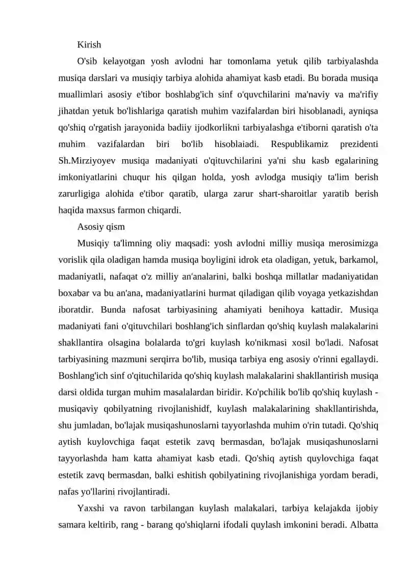 Bolalarda qo'shiq kuylash malakalarini shakillantirish bosqichlarini tasniflash 2