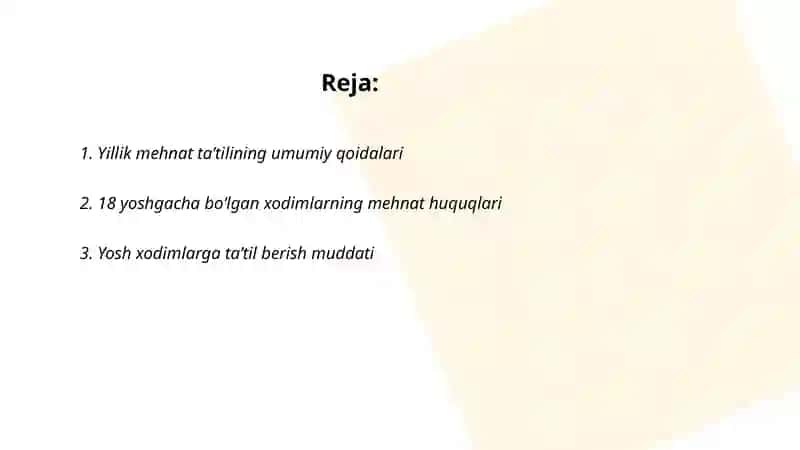 Yillik Mehnat Ta’tili Berish 2