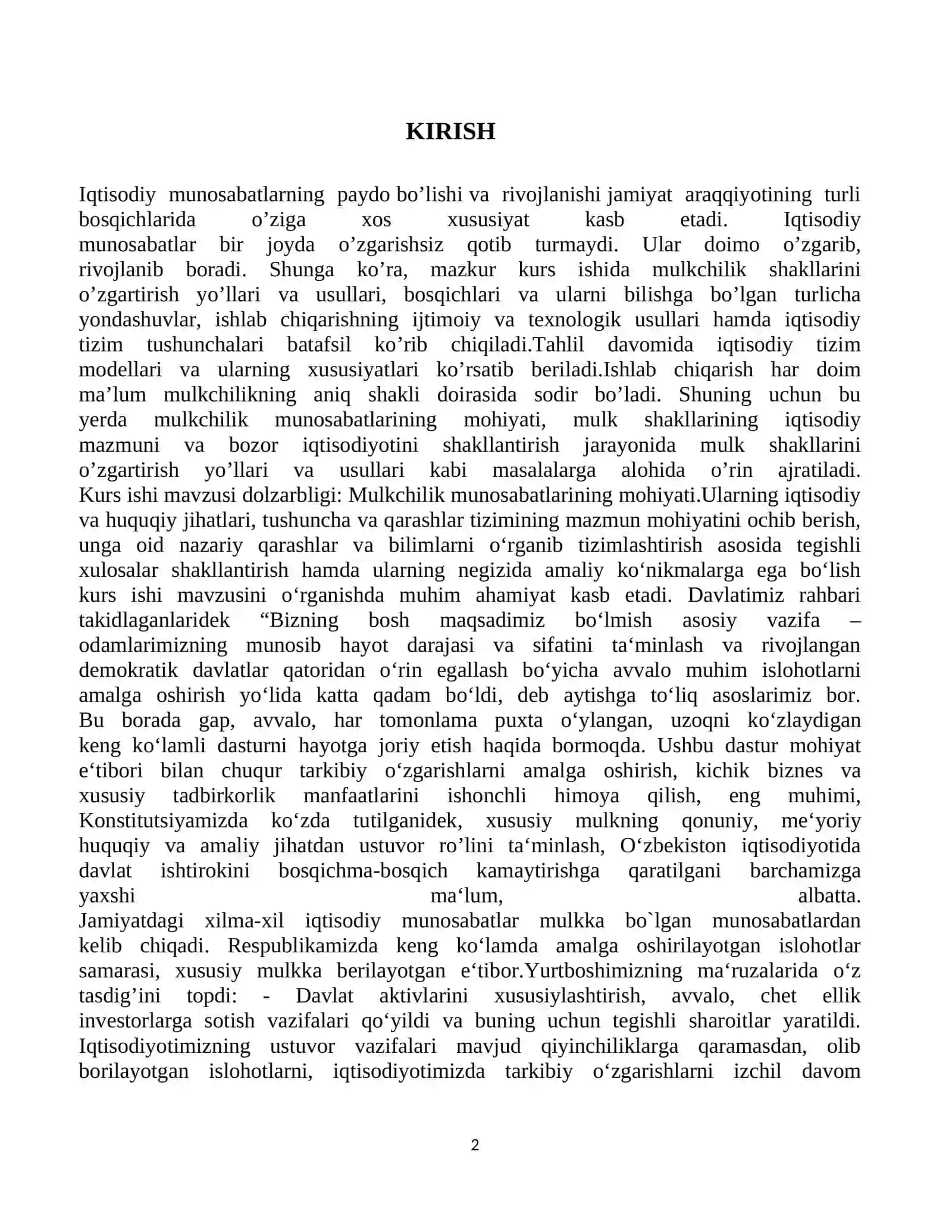 Мулк ва мулкчилик муносабатлари 2